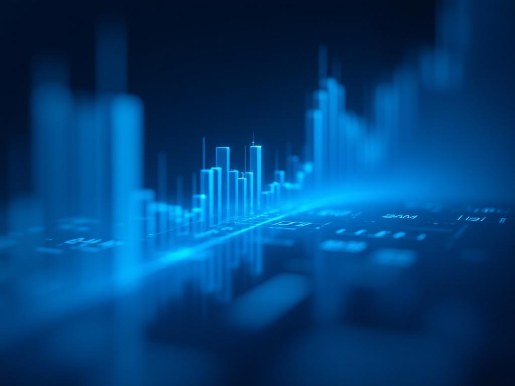 Abstract financial data visualization with glowing graphs